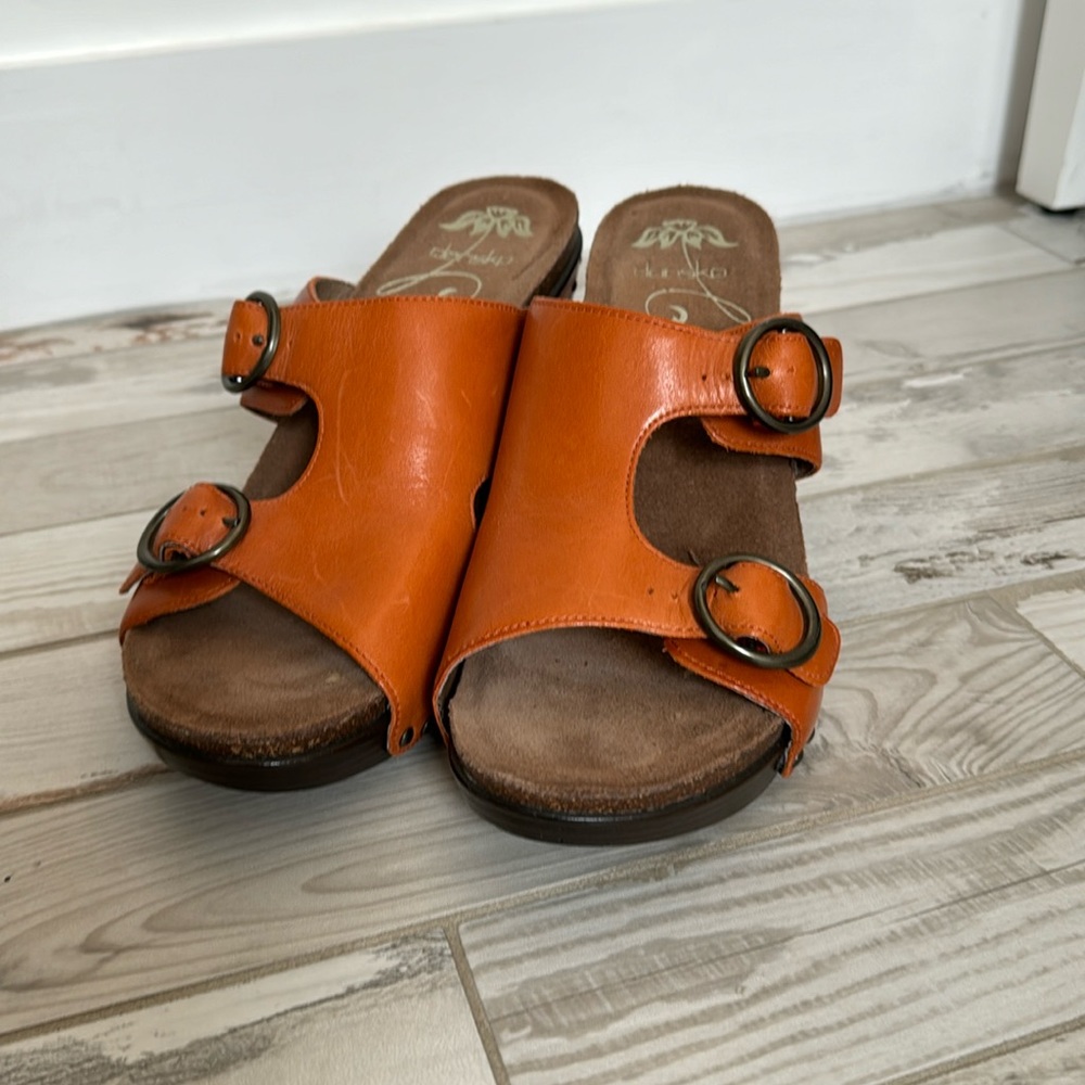 {Dansko} Fern Wedge Sandals Burnt Orange Size 9.5